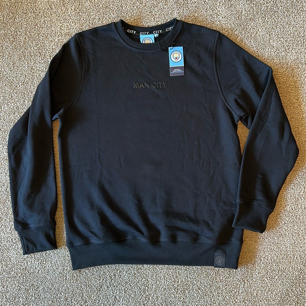 Manchester City Blackout Pullover Crew Neck Sweatshirt Black Medium NWT